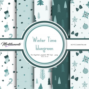 MINI PAPERS: WINTER TIME BLUEGREEN 15X15 CM